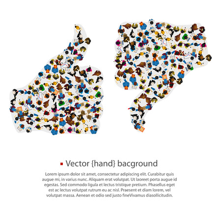 A group of people shaped as like and dislike sign, isolated on white background. Vector illustrationのイラスト素材