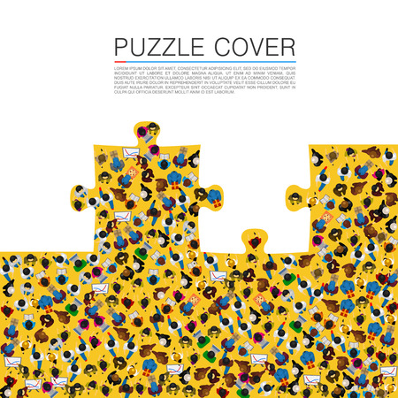 A group of people in a shape of puzzles. Vector illustration.のイラスト素材