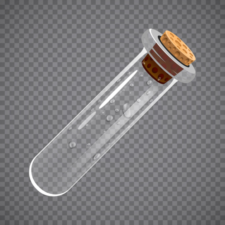 Empty glass bottle. Elixir, potion or chemistry concept. Full transparent.のイラスト素材