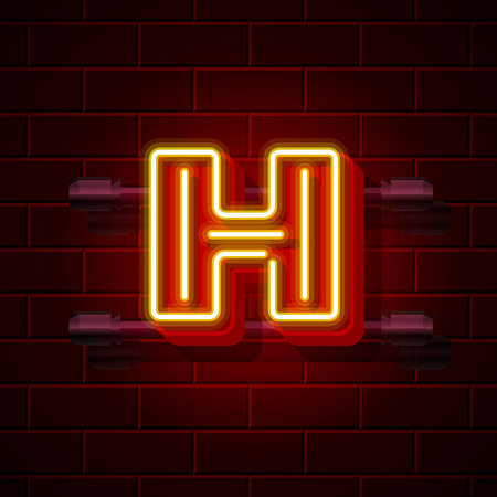 Neon city font letter H signboard. Vector illustrationのイラスト素材