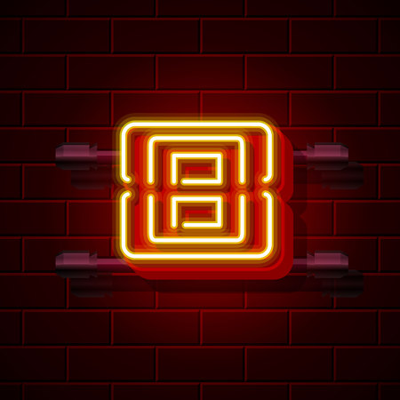 Neon city font number 8. Vector illustrationのイラスト素材