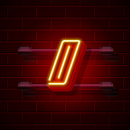 Neon symbol slash sign. City signboard. Vector illustrationのイラスト素材