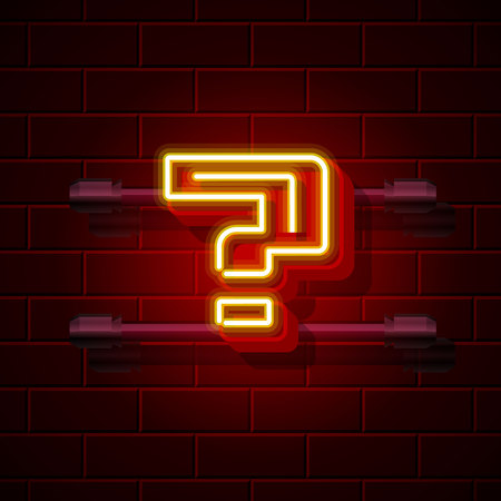 Neon question symbol. City signboard. Vector illustrationのイラスト素材