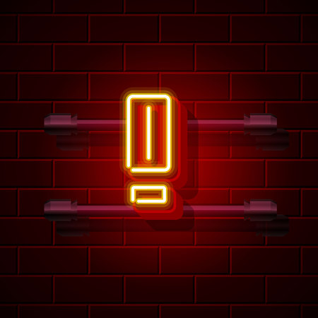 Neon exclamation symbol. City signboard. Vector illustrationのイラスト素材