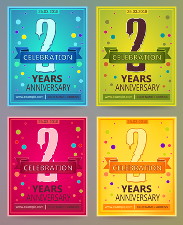Anniversary flyers or invitations vector templates. 2. Two yearのイラスト素材