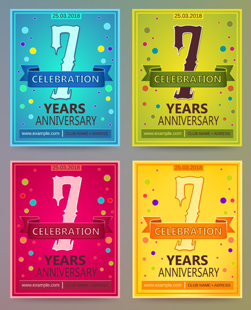 Anniversary flyers or invitations vector templates. 7. Seven yearsのイラスト素材