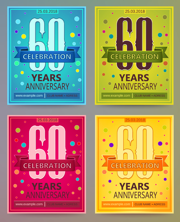 Anniversary flyers or invitations vector templates. 60. Sixty years.のイラスト素材