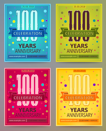 Anniversary flyers or invitations vector templates. 100 or century.のイラスト素材