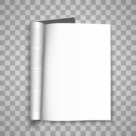 Open the paper journal, Paper Journal, Blank magazin transparent background, Page template design element, Vector illustrationのイラスト素材