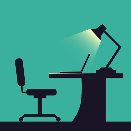 Home or office desk. Flat style.のイラスト素材
