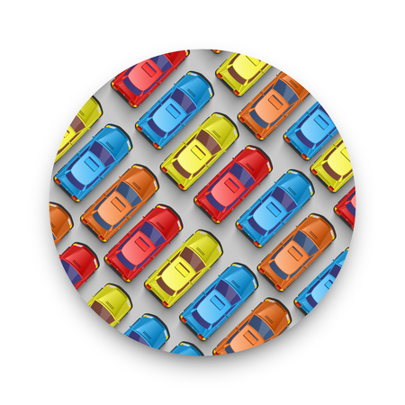 Traffic jam on the road. Color car sticker. Vector patternのイラスト素材