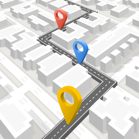 Paved path on the road, Location background, Vector illustration.のイラスト素材