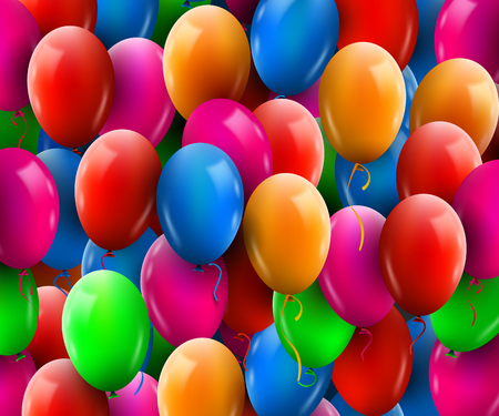 3d Realistic Colorful Bunch of Birthday Balloons Flying for Party and Celebrations.のイラスト素材