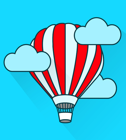 Flat air balloon in flightのイラスト素材