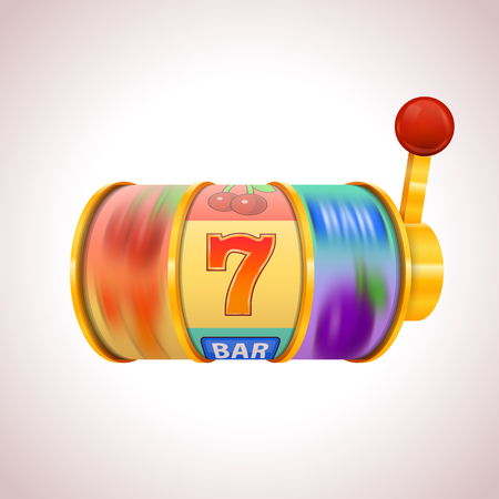 Golden slot machine wins the jackpot. Vector illustrationのイラスト素材