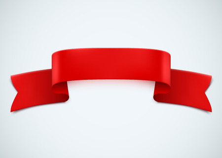 Realistic red ribbon on white background.のイラスト素材