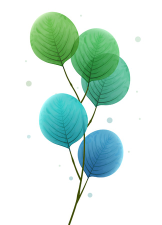 Tree branch with leaves. Eco decorative element.のイラスト素材