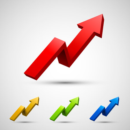 Financial growth arrows in the top, color set shooter . Vector illustration.のイラスト素材
