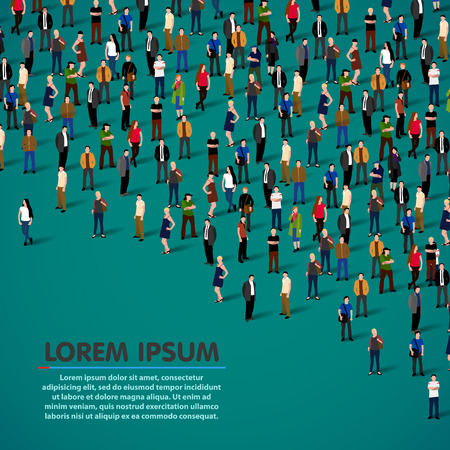 Big people crowd on green background.のイラスト素材
