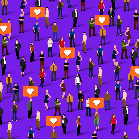 Large group of people with like signs. Social network concept.のイラスト素材