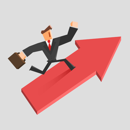 Businessman run on a growing arrow. Success concept.のイラスト素材