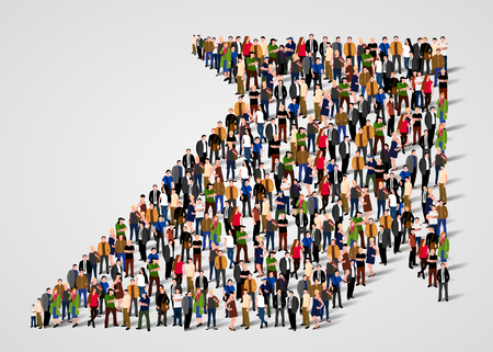 Crowded people vector arrow symbol.のイラスト素材
