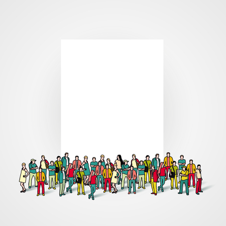 Illustration for People crowd with blank banner. - Royalty Free Image