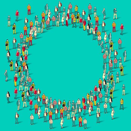 Large group of people in the shape of circle.のイラスト素材