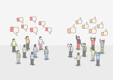 People with like and dislike signs.のイラスト素材