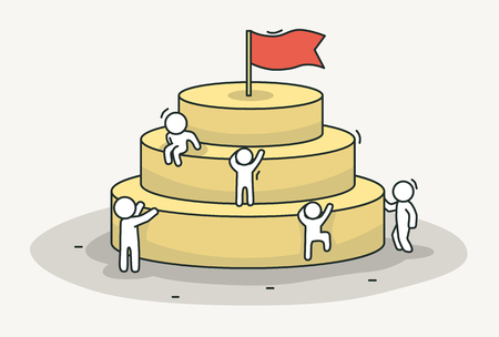 Little white people climb the pyramid.のイラスト素材