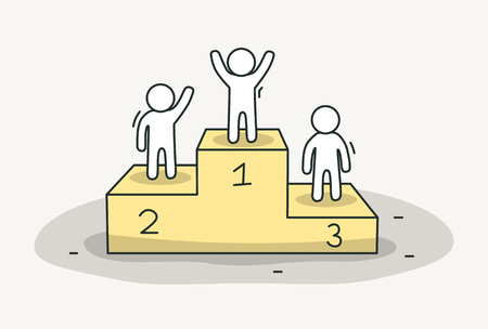 Little white people on pedestal.のイラスト素材