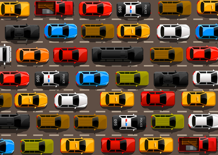 Traffic jam on the roadのイラスト素材