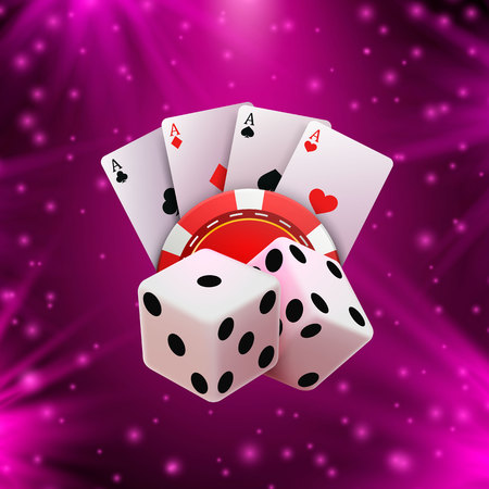 Casino dice banner signboard.のイラスト素材