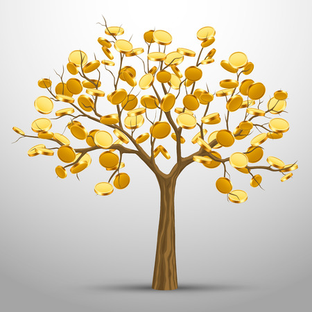 A tree from which gold coins grow.のイラスト素材