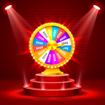 Wheel of fortune on the catwalk. isolated on red background. Vector illustrationの写真素材