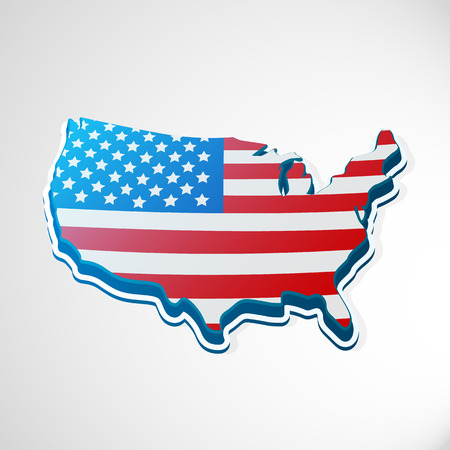 USA 3d flag in form of map. United States of America. National flag concept. Vector illustration.の写真素材
