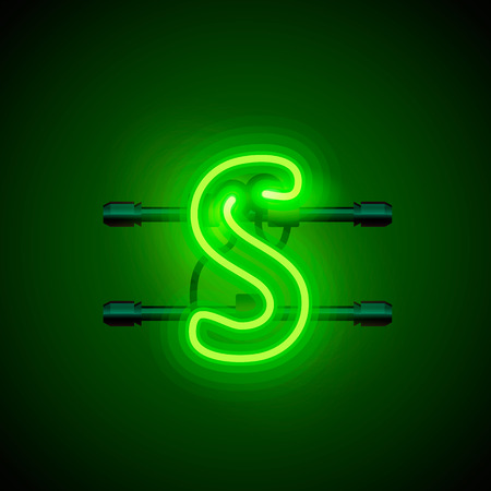 Neon font letter s, art design singboard. Vector illustrationのイラスト素材