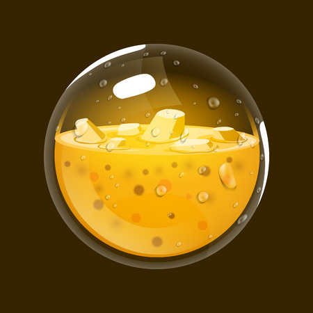 Sphere of gold. Game icon of magic orb. Interface for rpg or match3 game. Gold. Big variant. Vector illustrationのイラスト素材