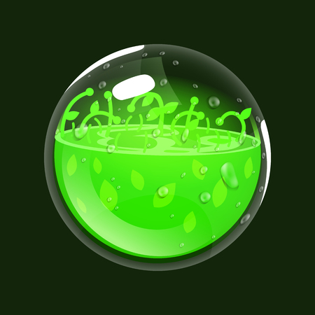 Sphere of life. Game icon of magic orb. Interface for rpg or match3 game. Health or nature. Big variant. Vector illustrationのイラスト素材