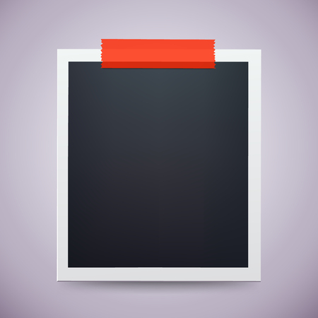 Retro photo frame attached with adhesive tape. Sweet memories concept.のイラスト素材