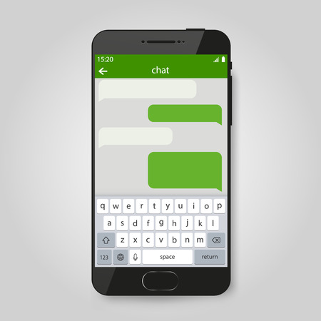 Mobile phone. Social network, messenger communication concept. Chatting and messaging concept.のイラスト素材