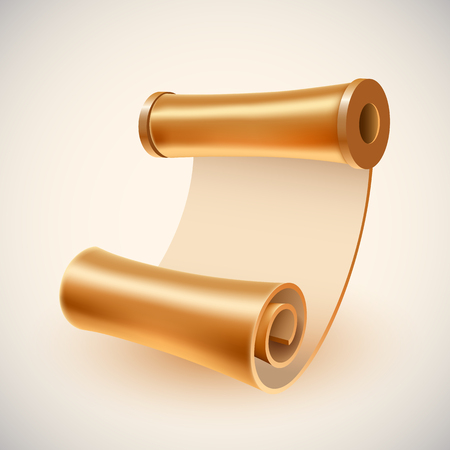 Old golden manuscript. Ancient scroll icon.のイラスト素材