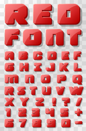 Red font 3d on a transparent background.のイラスト素材