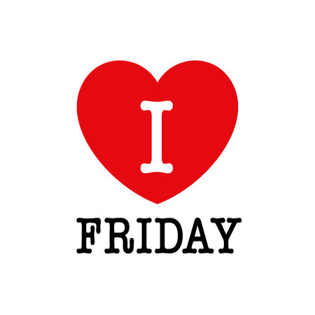 I love friday, font type with heart sign.のイラスト素材