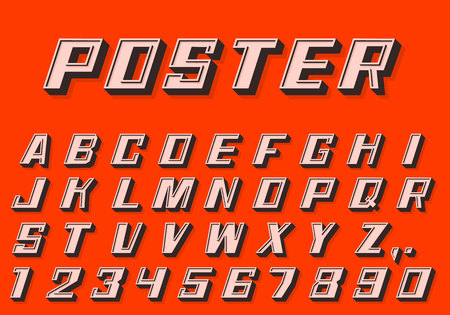 3d font numbers and letters retro style Vector illustrationのイラスト素材