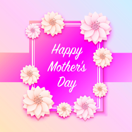 Happy mother day frame flower signboard Vector illustrationのイラスト素材