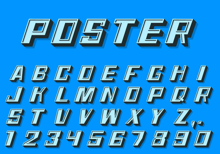 Poster 3d font numbers and letters retro style Vector illustrationのイラスト素材