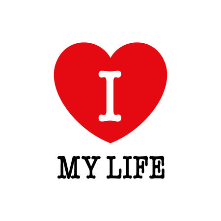 I love my life, font type with heart sign Vector illustrationのイラスト素材