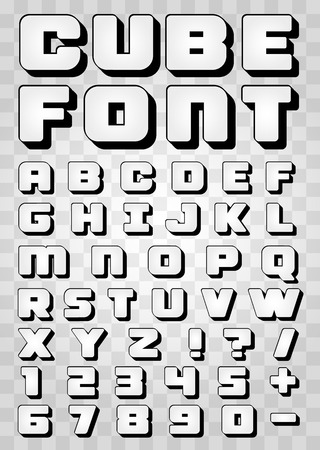 Black and white font 3d Vector illustrationのイラスト素材