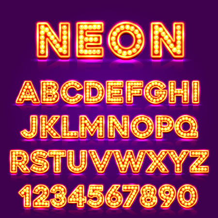Nightlight alphabet Vector illustration.のイラスト素材